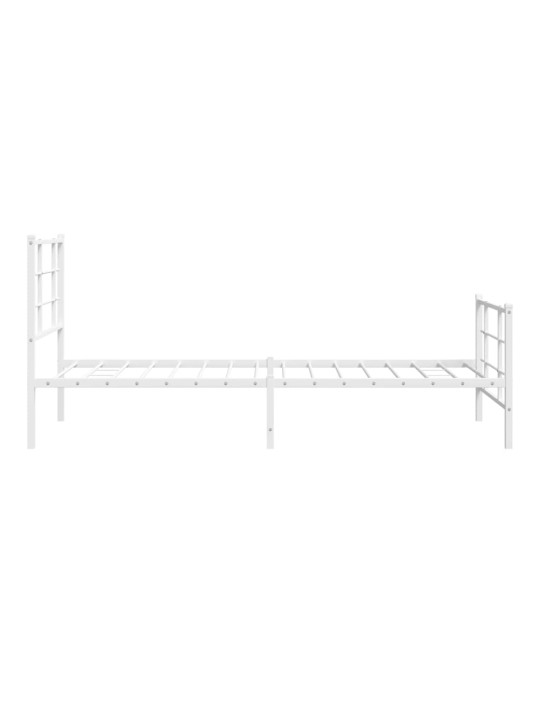 Metallist voodiraam peatsi ja jalutsiga, valge, 90 x 200 cm