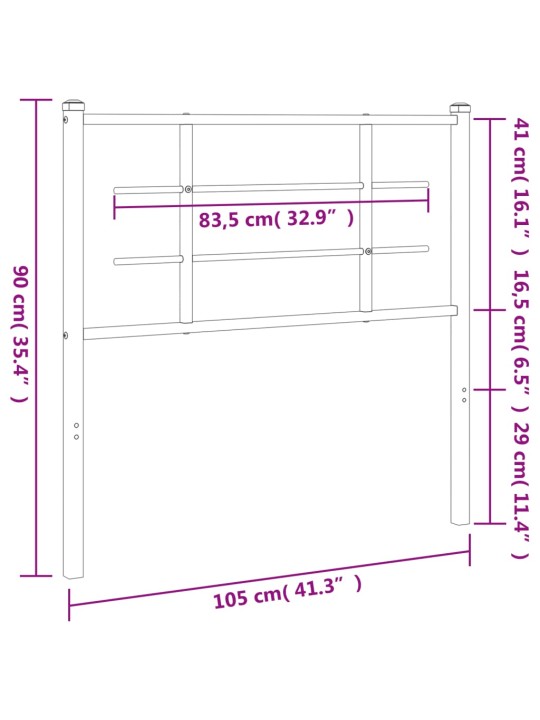 Metallist voodipeats, valge, 100 cm