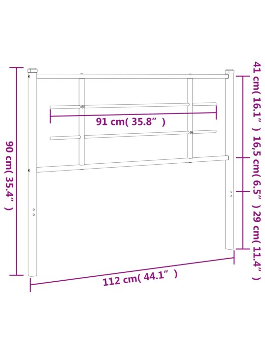 Metallist voodipeats, valge, 107 cm