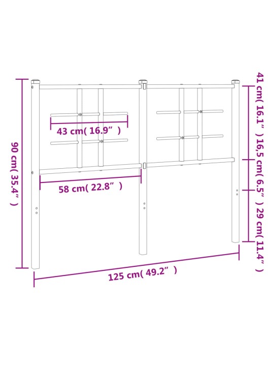 Metallist voodipeats, valge, 120 cm