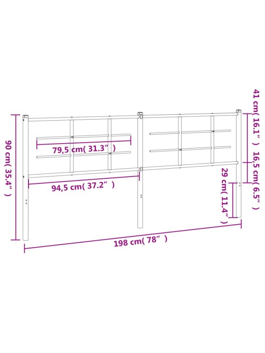 Metallist voodipeats, valge, 193 cm