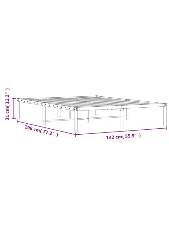 Metallist voodiraam, must, 135x190 cm