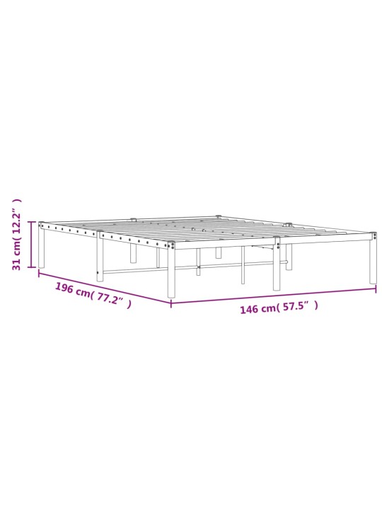 Metallist voodiraam, must, 140x190 cm