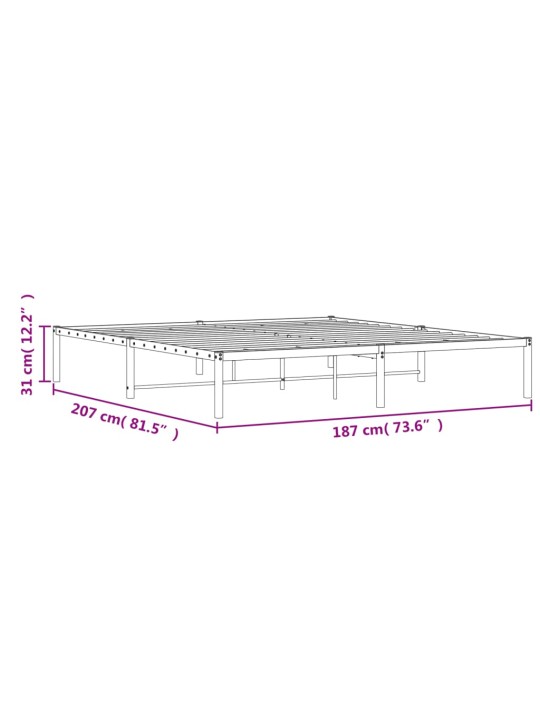Metallist voodiraam, must, 180x200 cm