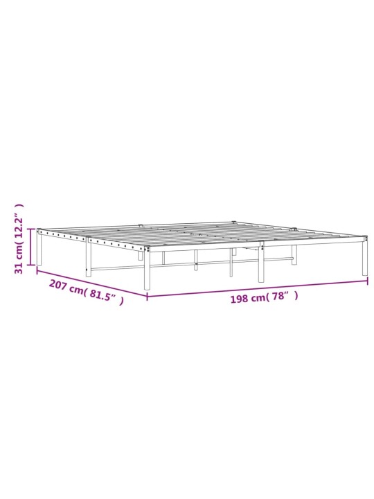 Metallist voodiraam, must, 193x203 cm