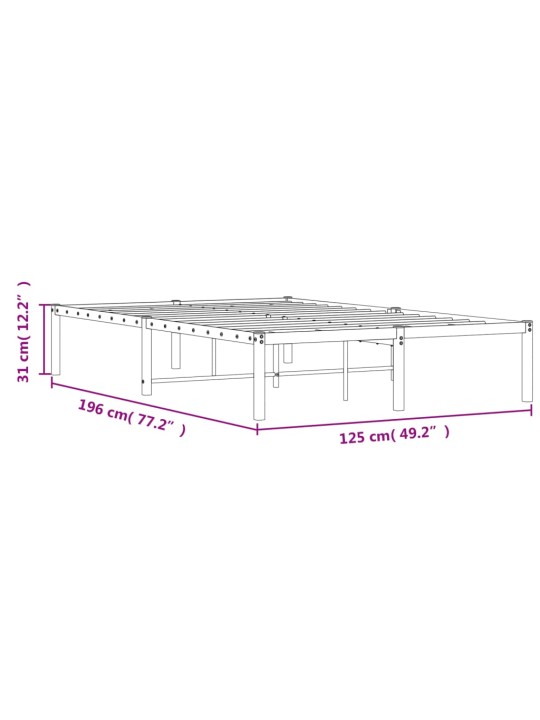 Metallist voodiraam, valge, 120x190 cm