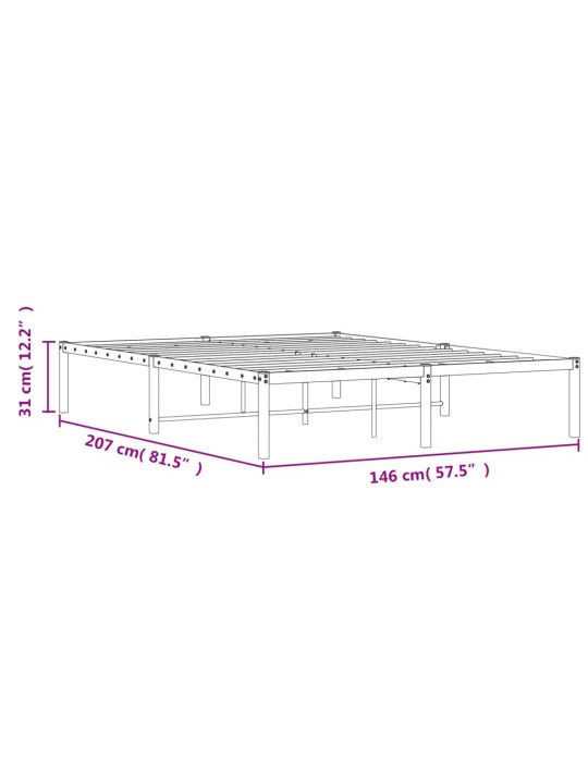 Metallist voodiraam, valge, 140x200 cm