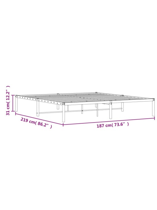 Metallist voodiraam, valge, 183x213 cm