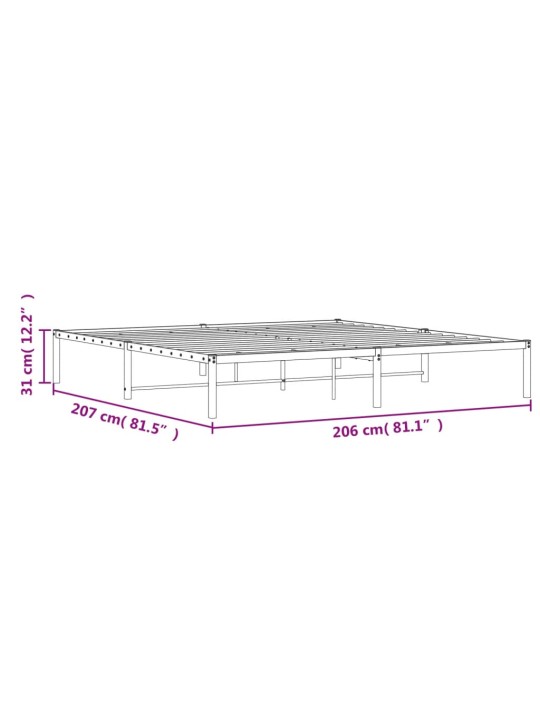 Metallist voodiraam, valge, 200x200 cm