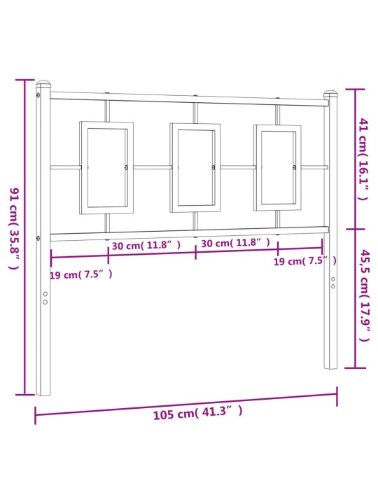 Metallist voodipeats, must, 100 cm