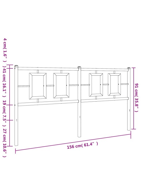 Metallist voodipeats, must, 150 cm