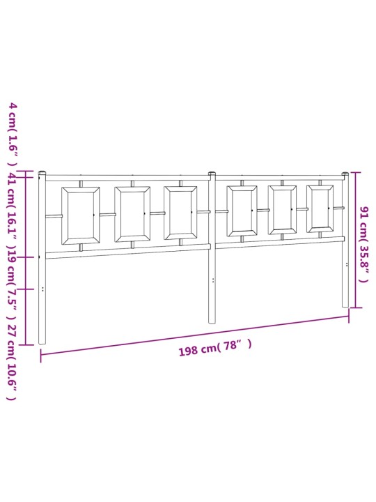 Metallist voodipeats, must, 193 cm