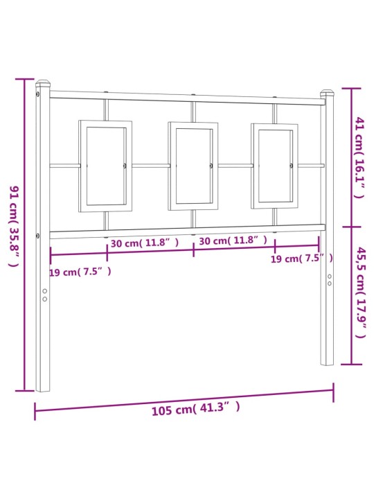 Metallist voodipeats, valge, 100 cm