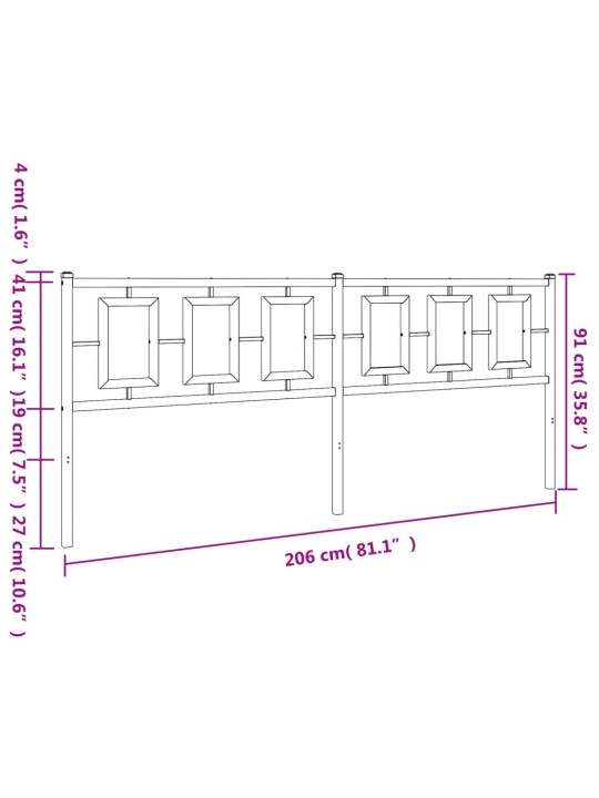 Metallist voodipeats, valge, 200 cm