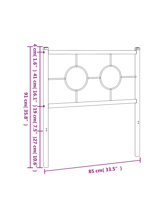 Metallist voodipeats, must, 80 cm