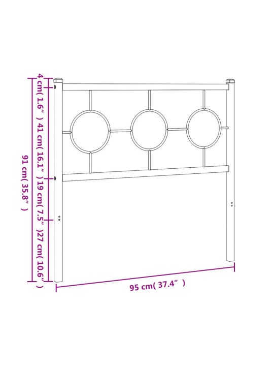 Metallist voodipeats, must, 90 cm