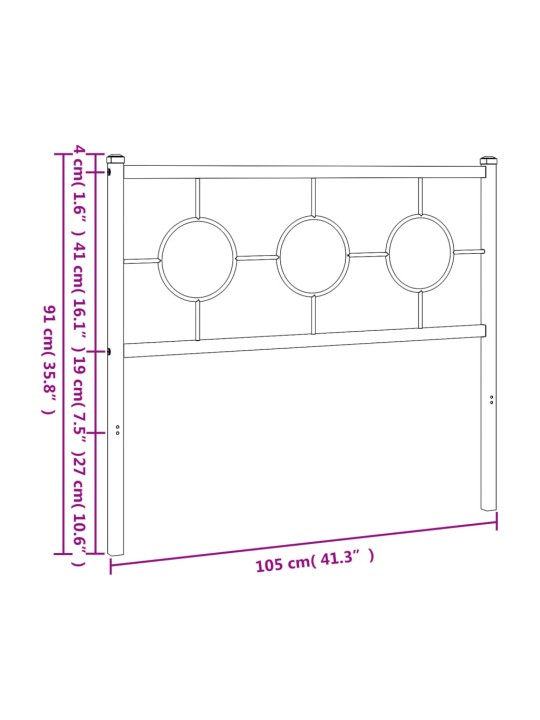 Metallist voodipeats, must, 100 cm