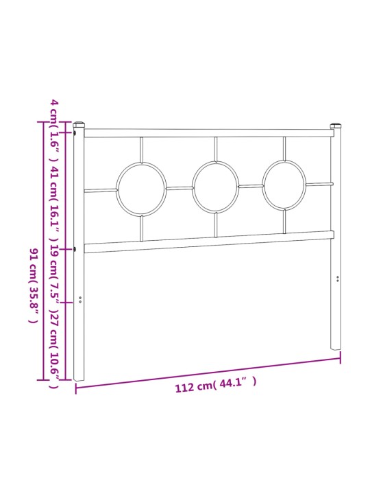 Metallist voodipeats, must, 107 cm