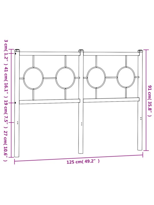 Metallist voodipeats, must, 120 cm