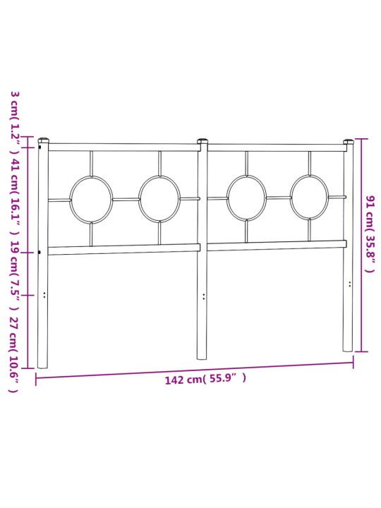 Metallist voodipeats, must, 135 cm