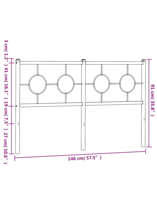 Metallist voodipeats, must, 140 cm