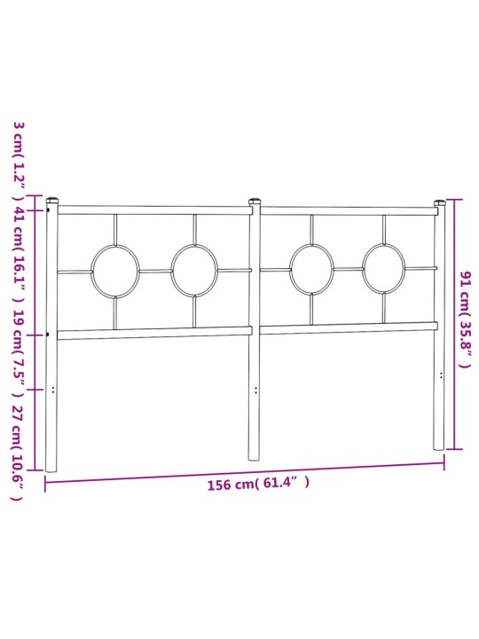 Metallist voodipeats, must, 150 cm