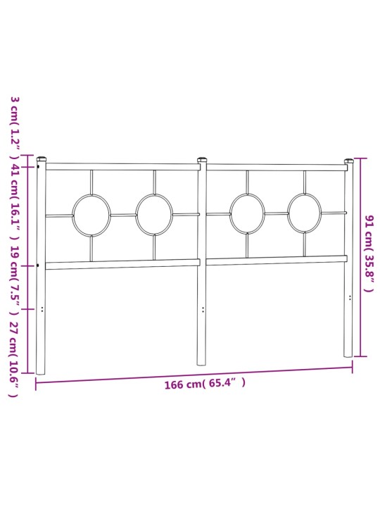 Metallist voodipeats, must, 160 cm