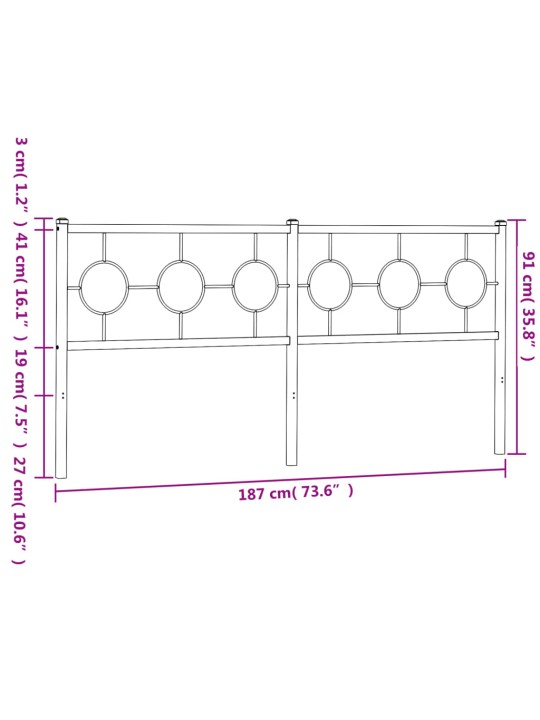 Metallist voodipeats, must, 180 cm