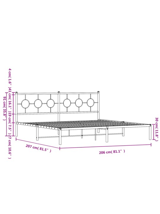 METALLIST VOODIRAAM PEATSIGA, VALGE, 200X200 CM