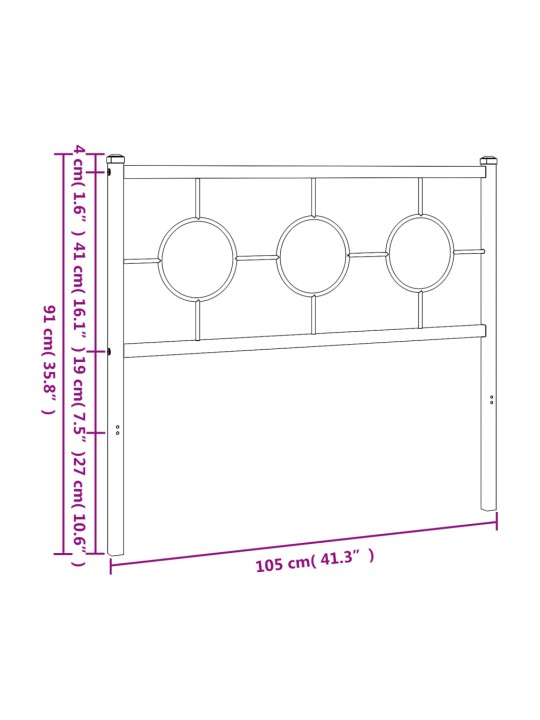 Metallist voodipeats, valge, 100 cm