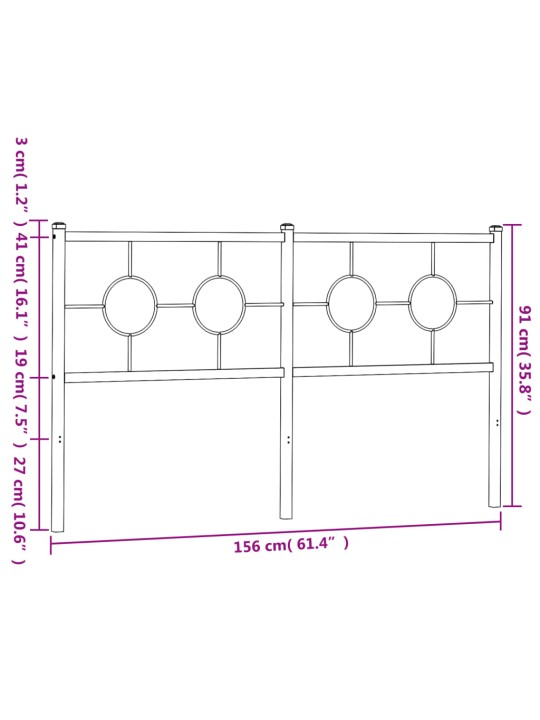 Metallist voodipeats, valge, 150 cm