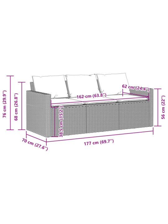 3-kohaline aiadiivan koos patjadega, hall, polürotang