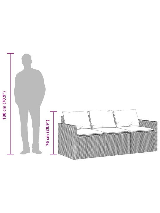 3-kohaline aiadiivan koos patjadega, hall, polürotang