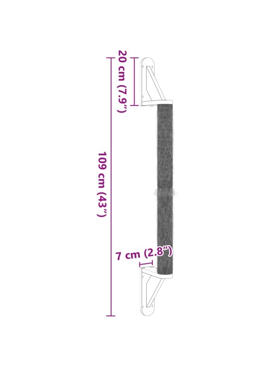 Seinale kinnitatav kassi kraapimispost, 109 cm, sisal