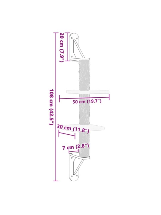 Seinale kinnitatav kassi kraapimispost, tumehall, 108 cm