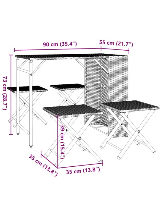 5-OSALINE KOKKUPANDAV AIAMÖÖBLI KOMPLEKT, HELEHALL, POLÜROTANG