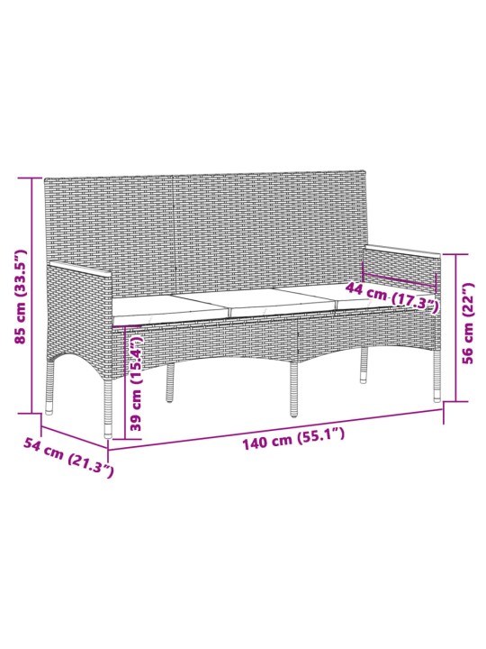 3-kohaline aiapink koos istmepatjadega, hall, polürotang