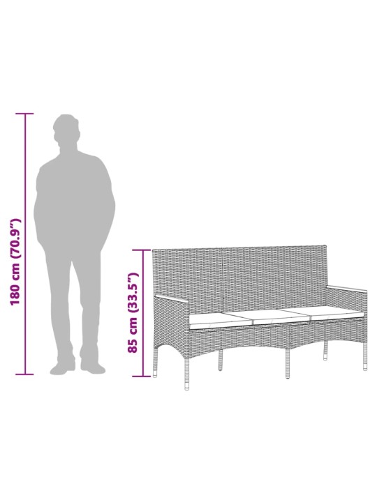 3-kohaline aiapink koos istmepatjadega, hall, polürotang