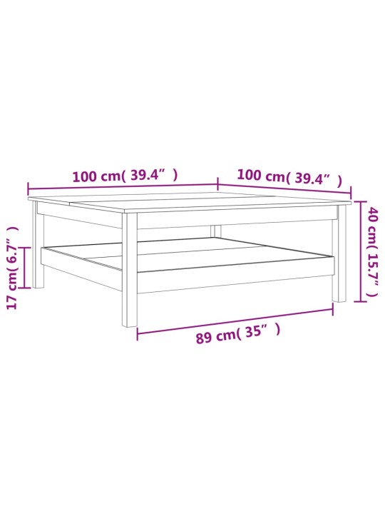 Kohvilaud, vahapruun, 100x100x40 cm, männipuit