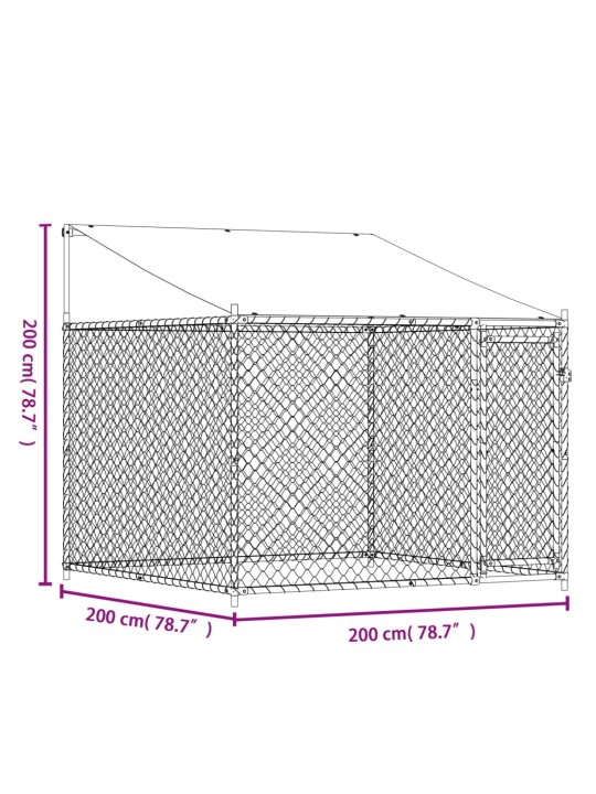 Koeraaedik, katuse ja uksega, hall, 2x2x2 m, tsingitud teras