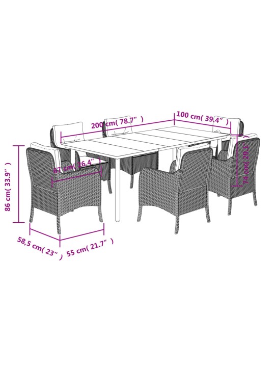 7-OSALINE AIAMÖÖBLI KOMPLEKT PATJADEGA, HELEHALL, POLÜROTANG