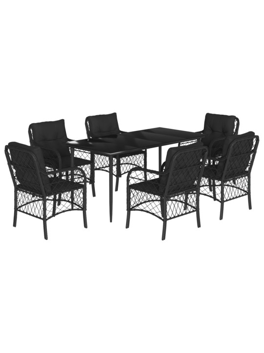 7-OSALINE AIAMÖÖBLIKOMPLEKT PATJADEGA, MUST, POLÜROTANG