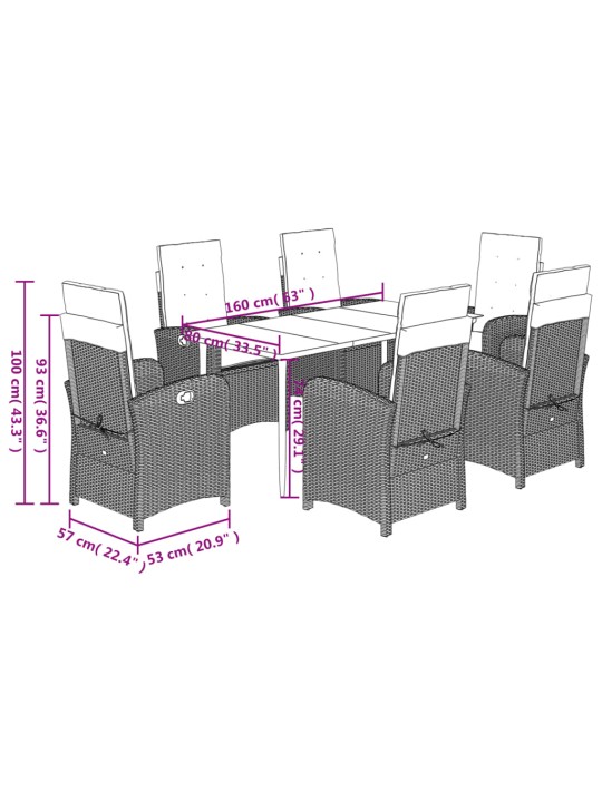 7-OSALINE AIAMÖÖBLI KOMPLEKT PATJADEGA, HELEHALL, POLÜROTANG