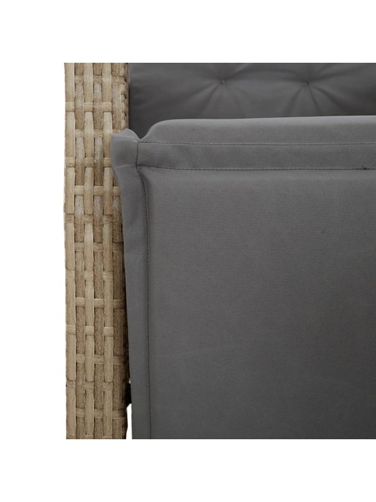 3-osaline bistrookomplekt patjadega, beež, polürotang