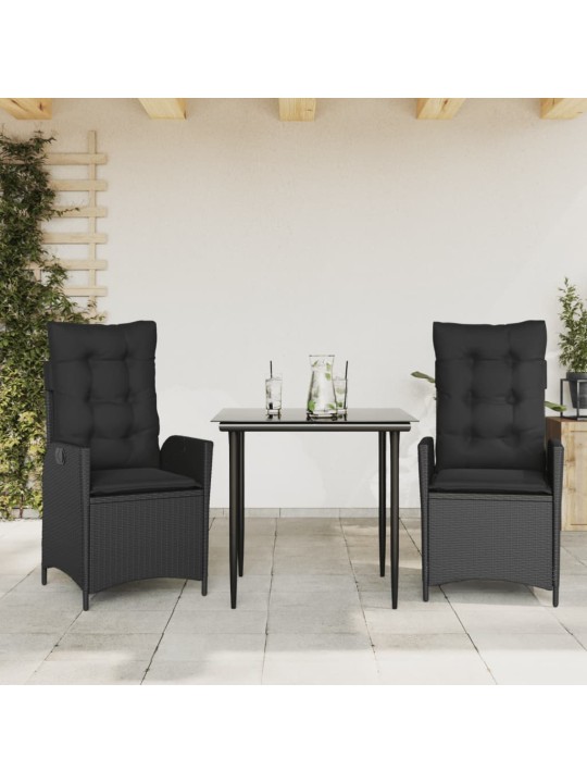 3-OSALINE AIAMÖÖBLI KOMPLEKT PATJADEGA, MUST, POLÜROTANG