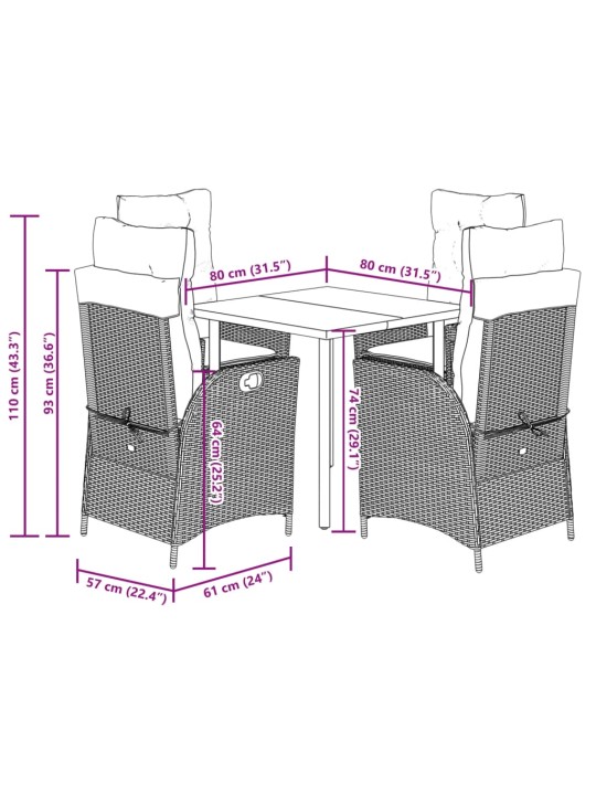 5-OSALINE AIAMÖÖBLI KOMPLEKT PATJADEGA, HELEHALL, POLÜROTANG