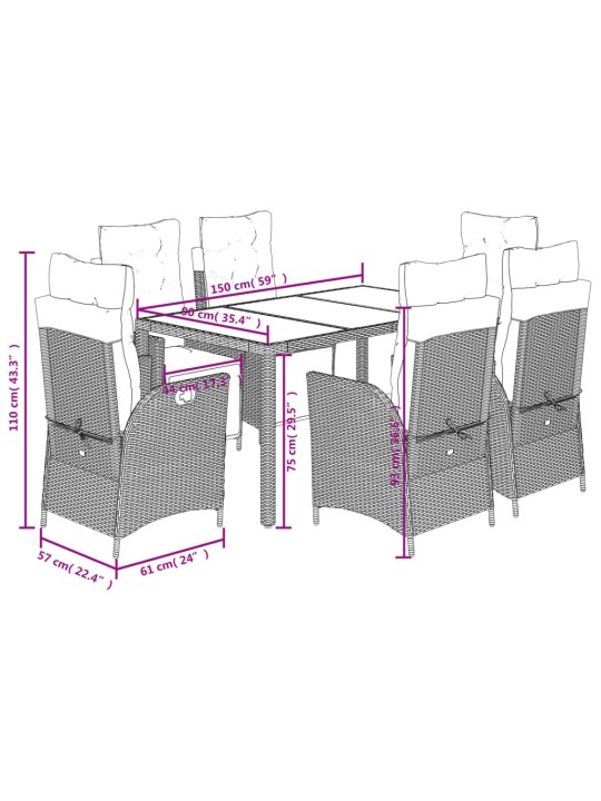 7-OSALINE AIAMÖÖBLI KOMPLEKT PATJADEGA, HALL, POLÜROTANG