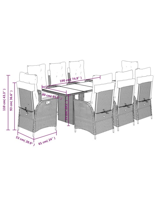 9-OSALINE AIAMÖÖBLI KOMPLEKT PATJADEGA, HELEHALL, POLÜROTANG