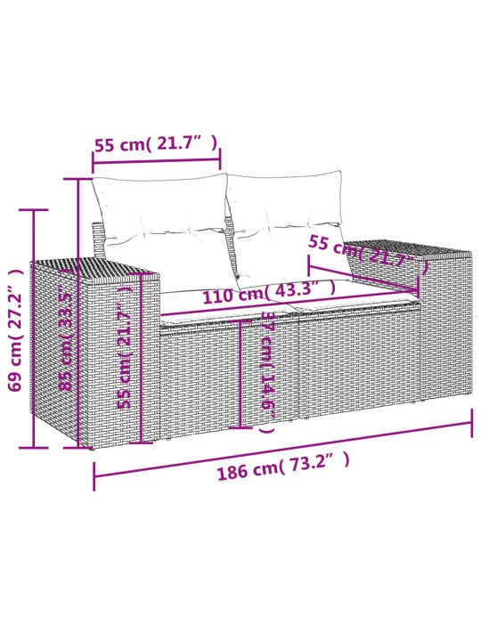 2-kohaline aiadiivan patjadega, helehall, polürotang