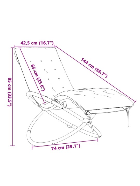 Geomeetriline päevitustool koos padjaga, must ja hall, teras